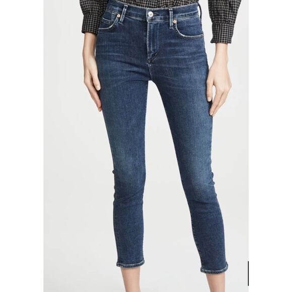 Citizens of Humanity Rocket Crop Mid Rise Skinny Blue Jeans Dark Wash Size 31 - Picture 1 of 16